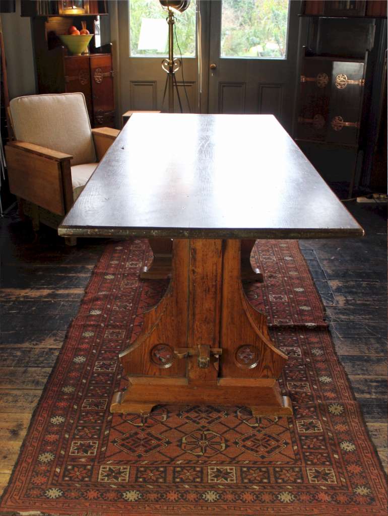 Gothic Revival pitch pine refectory dining table Art Furniture