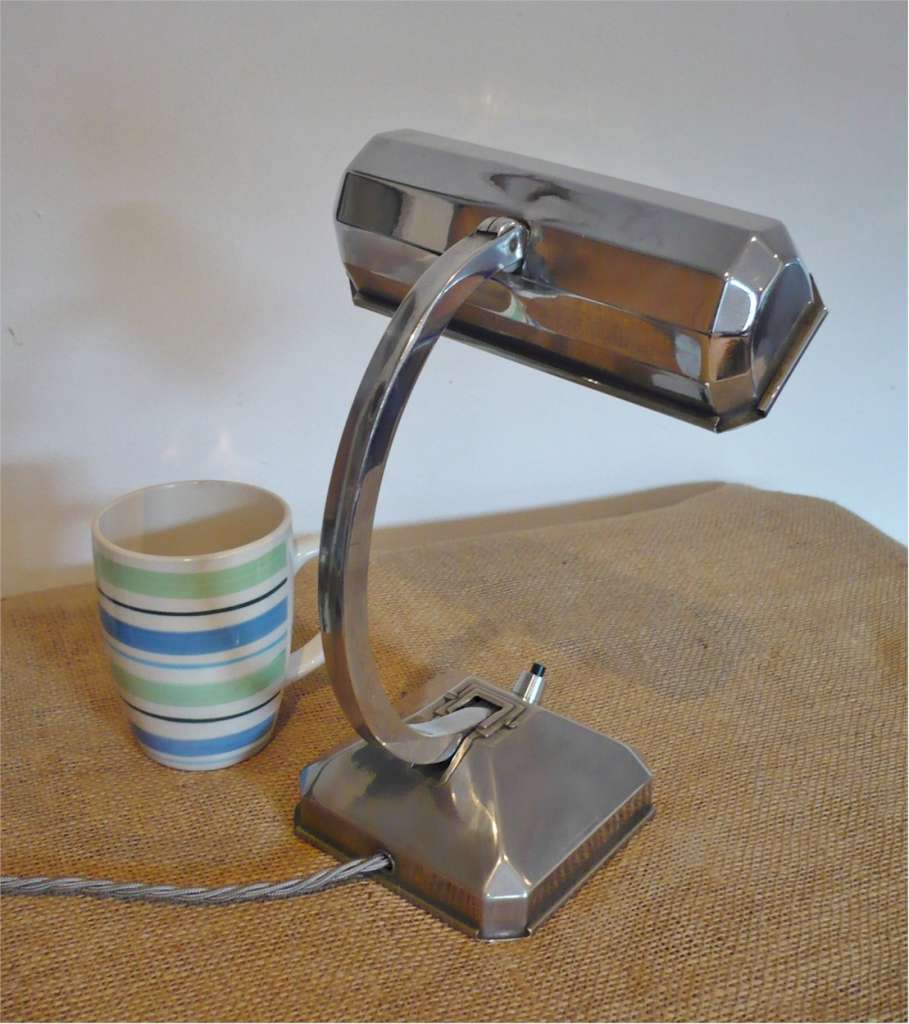 Small , French , Art Deco adjustable desk lamp in chrome Art Furniture