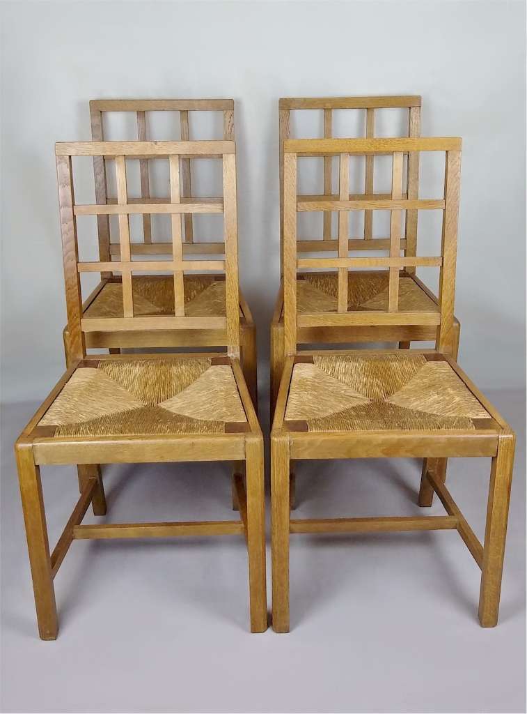 4 Heals lattice back chairs in pale oak