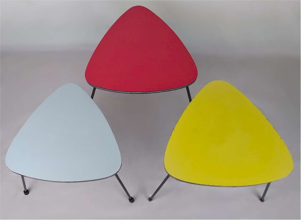 Colourful Mid Century nest of 3 tables