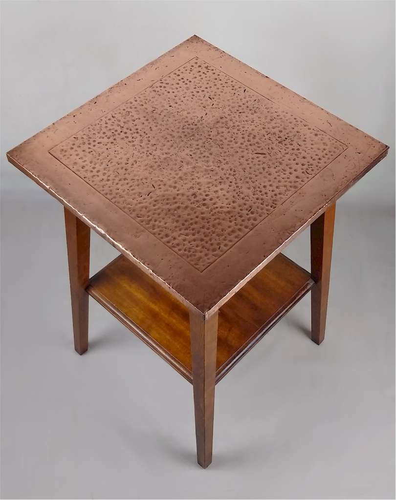 Arts and crafts copper topped side table