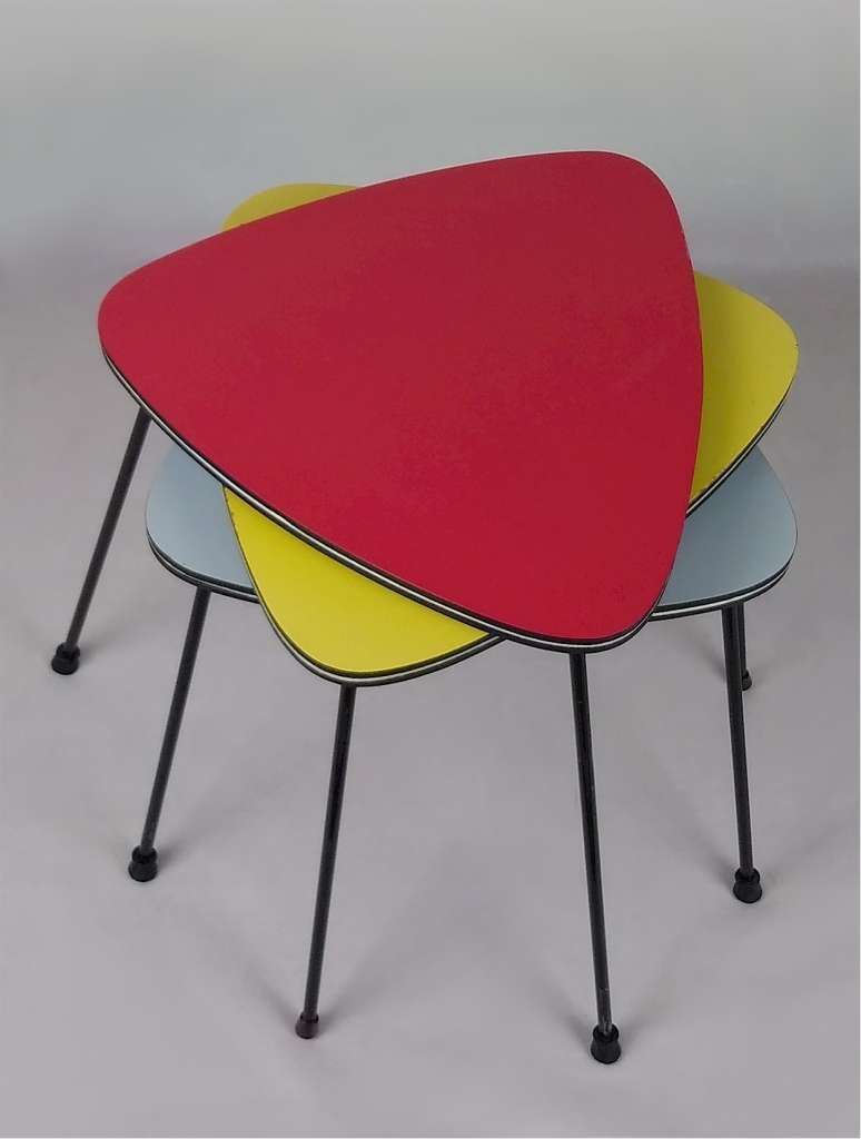 Colourful Mid Century nest of 3 tables