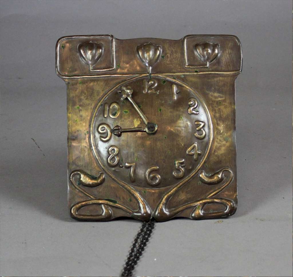 Brass arts and crafts wall clock c1900 SOLD Art Furniture