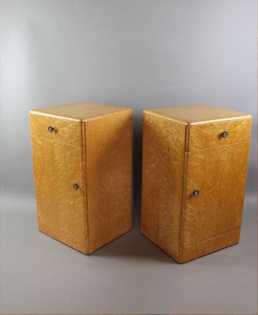 Art Deco birds Eye Maple pair of bedside Art Furniture