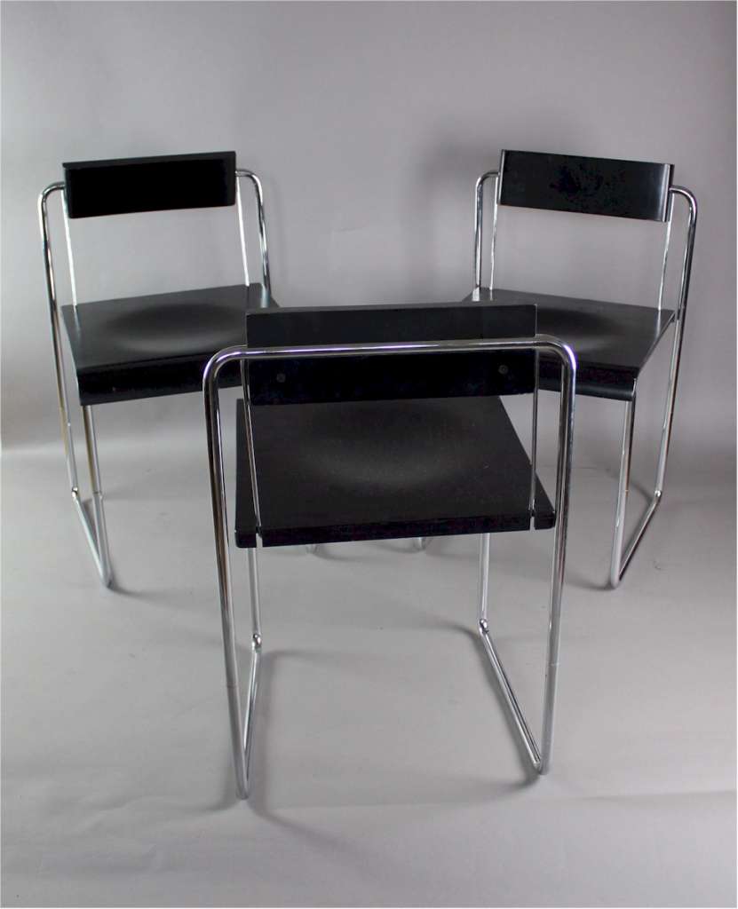 Italian 1970's black and chrome folding dining chairs Furniture