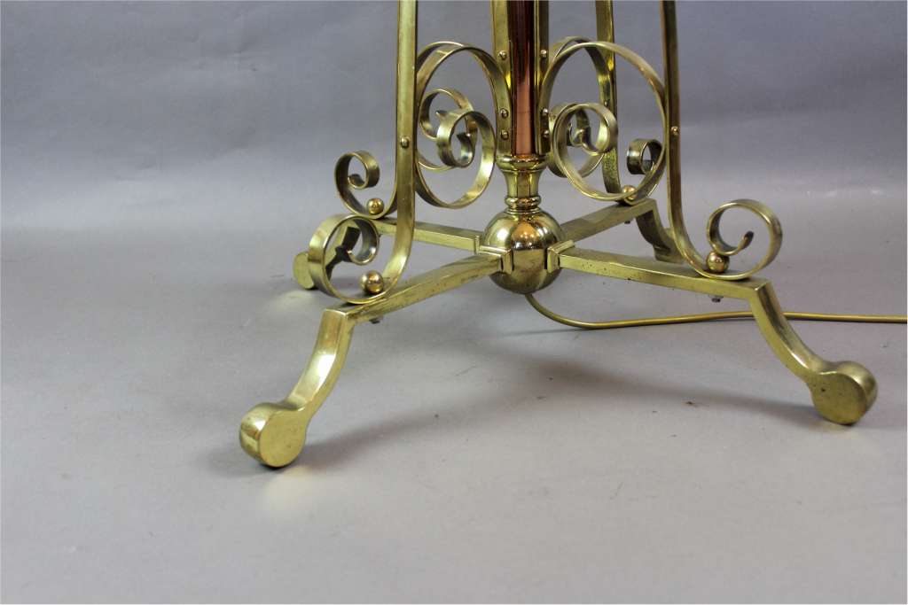 Art Nouveau highly polished adjustable standard lamp by Hinks
