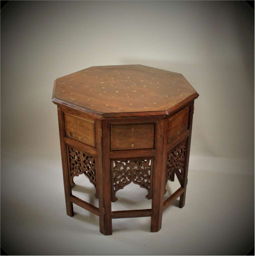 Anglo Indian brass Inlaid Octagonal Side Table