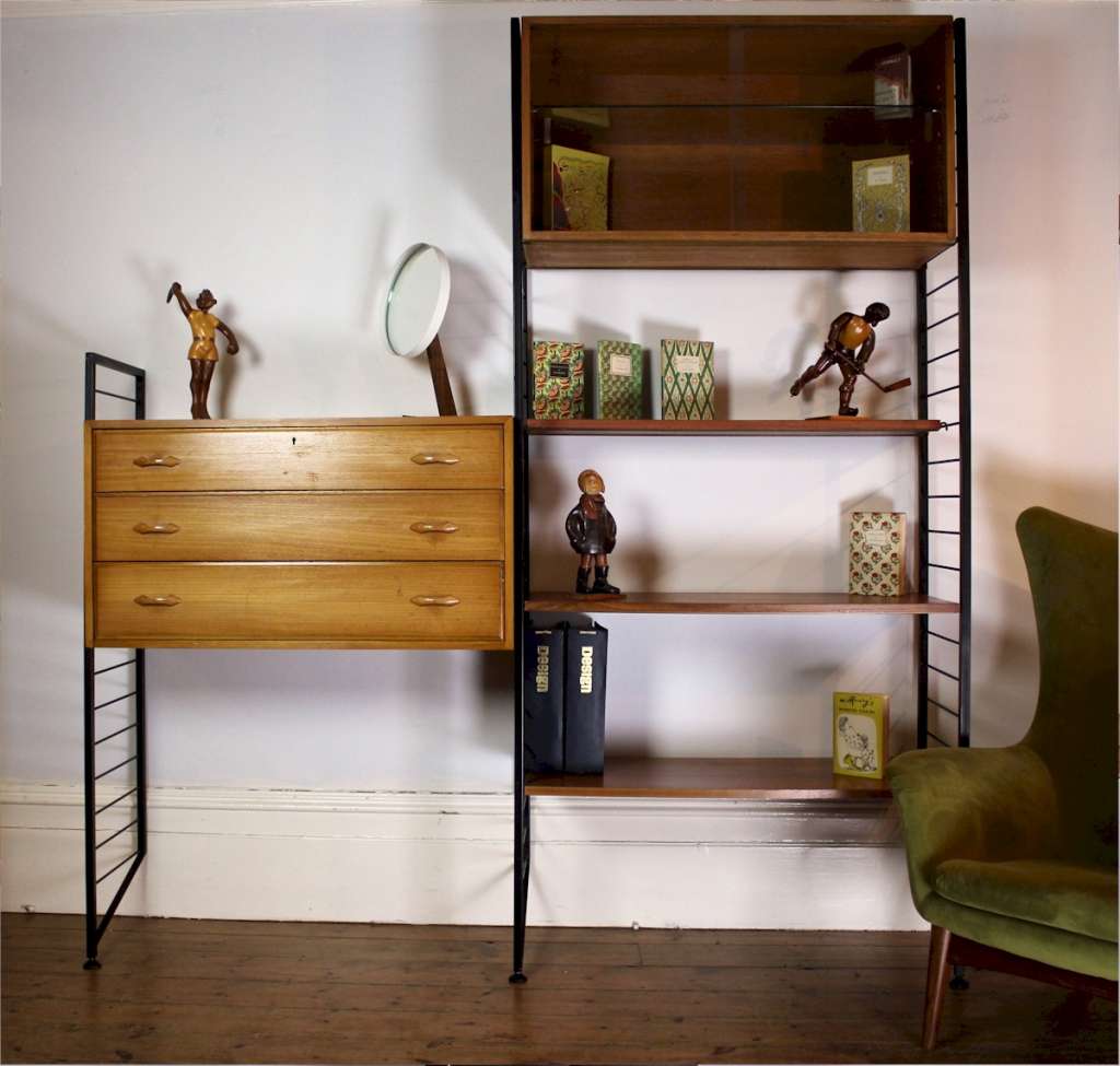 Ladderax teak shelving system by Staples Art Furniture