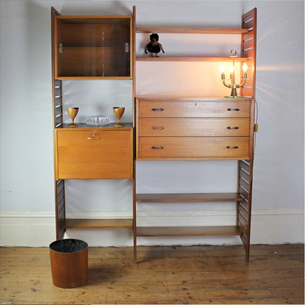 Ladderax teak shelving system by Staples Art Furniture