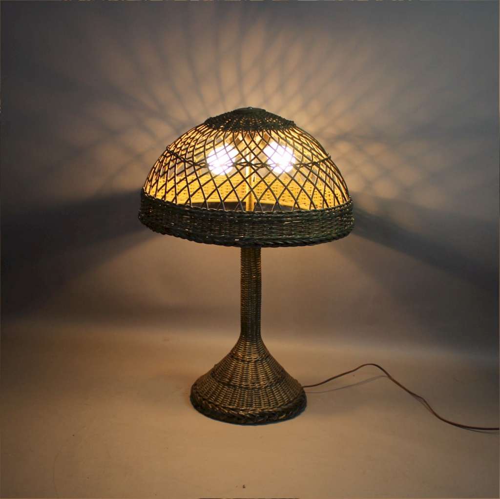 Large wicker table lamp c1920's. Art Furniture