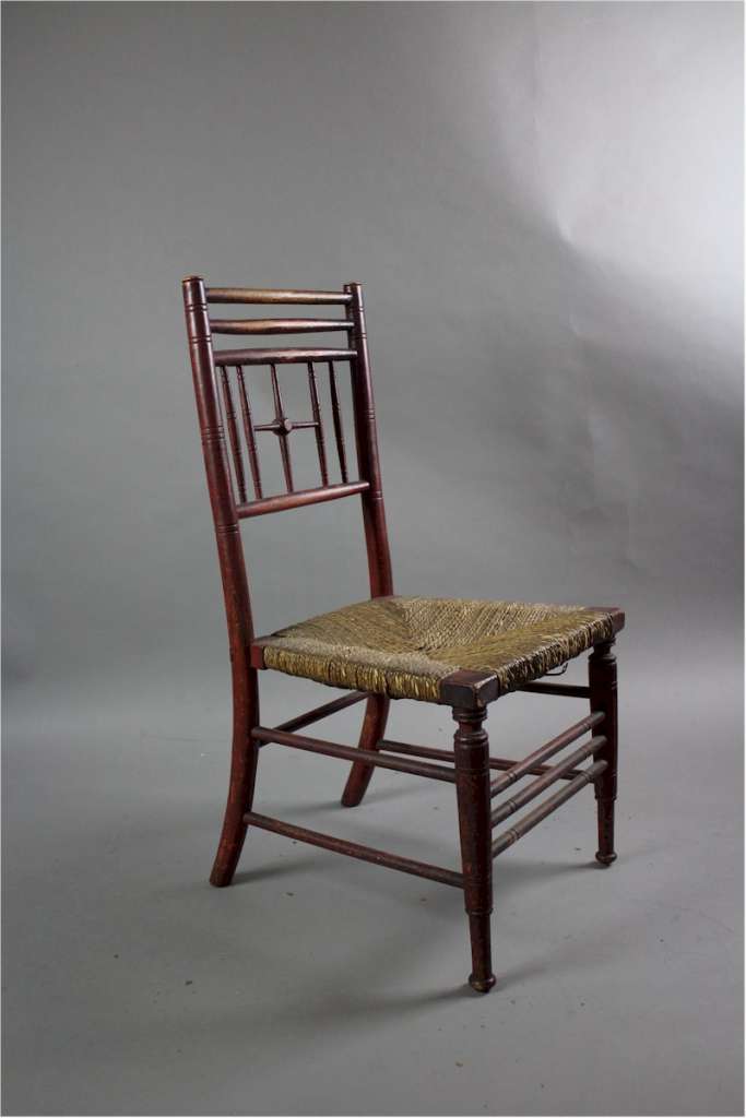 William Morris Child's classic arts and crafts " Sussex " chair in a red painted finish Art