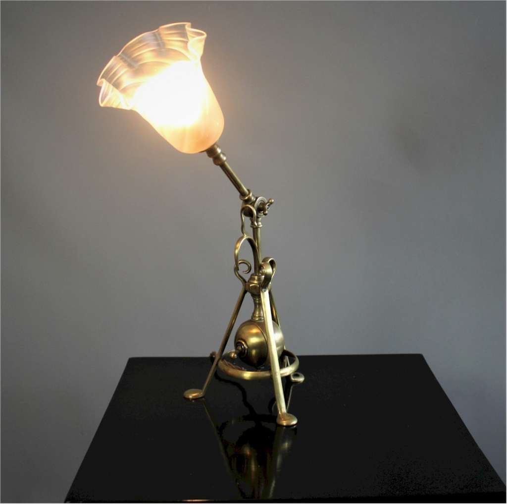 Arts and Crafts brass Pullman lamp