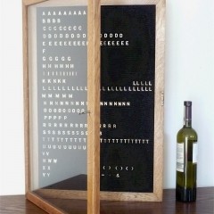 Oak notice board with moveable metal letters