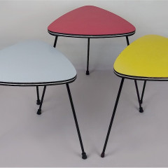  Colourful Mid Century nest of 3 tables