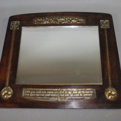 Robbie Burns motto mirror in oak and brass frame