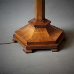An Art Deco Walnut hexagonal tapering floor lamp
