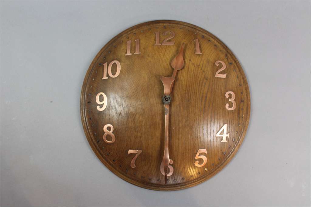 Large oak domed wall clock by Zenith for Heals 1930's Art Furniture