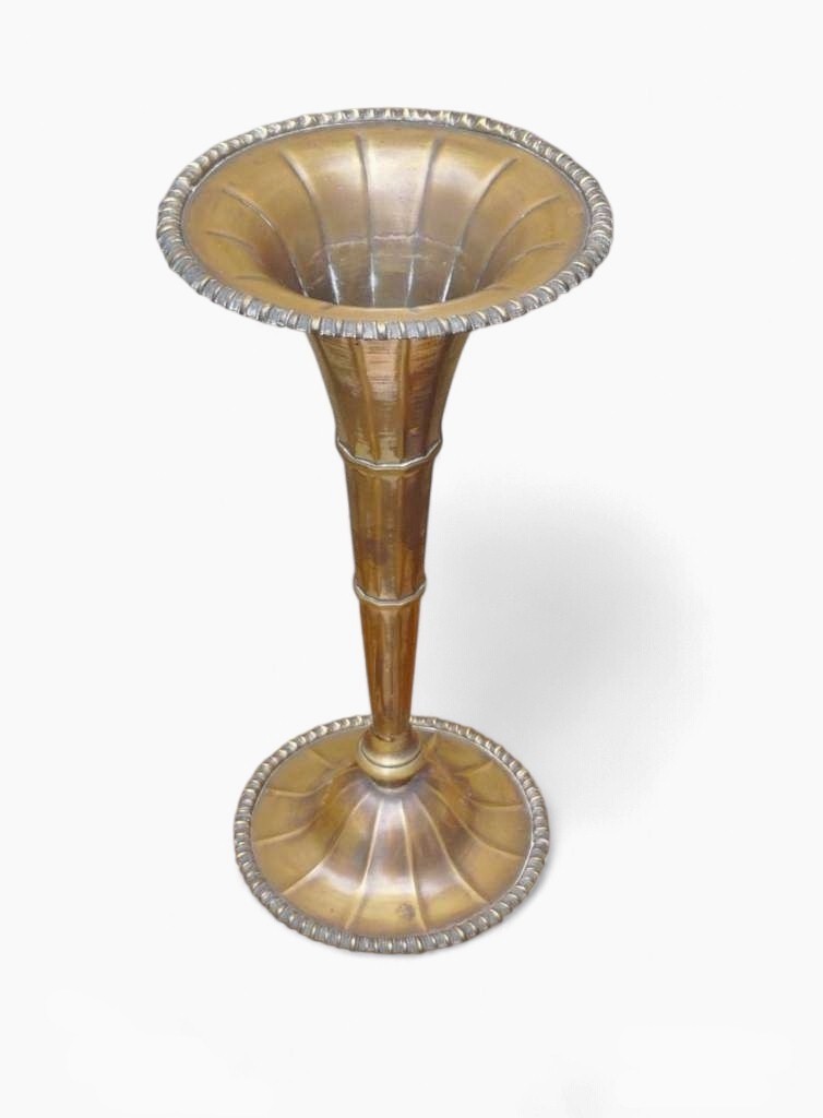 Fluted and ribbed 1920's vase plated on brass