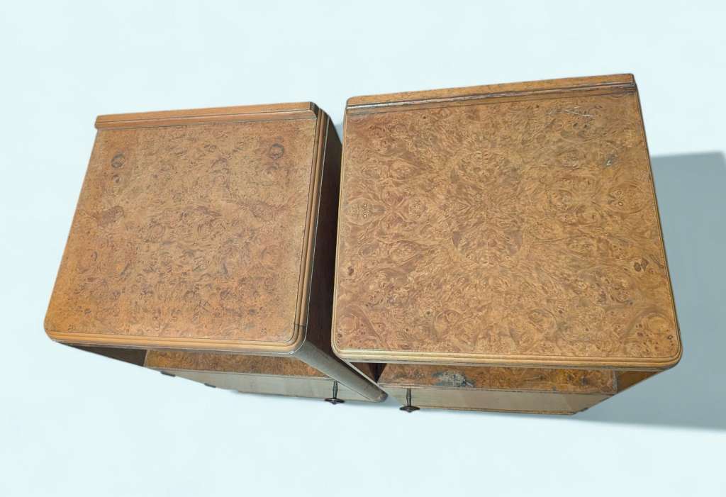 quality pair of blond art deco bedside cabinets