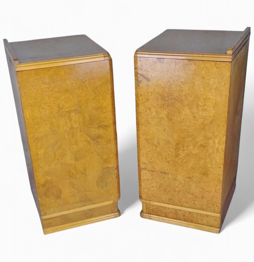 quality pair of blond art deco bedside cabinets