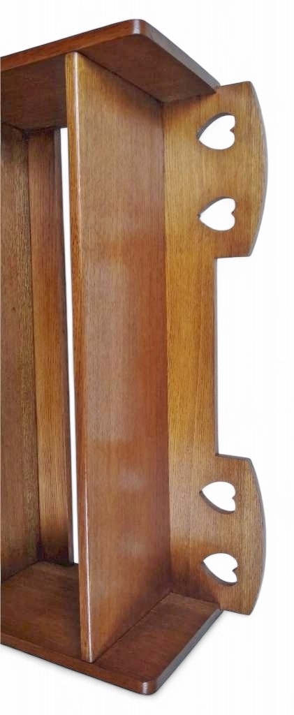 Double heart arts and crafts bookcase in oak