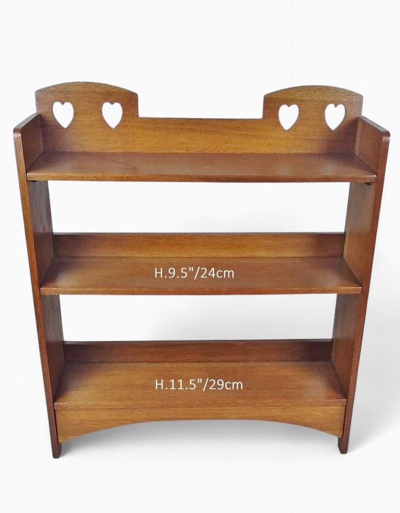 Double heart arts and crafts bookcase in oak