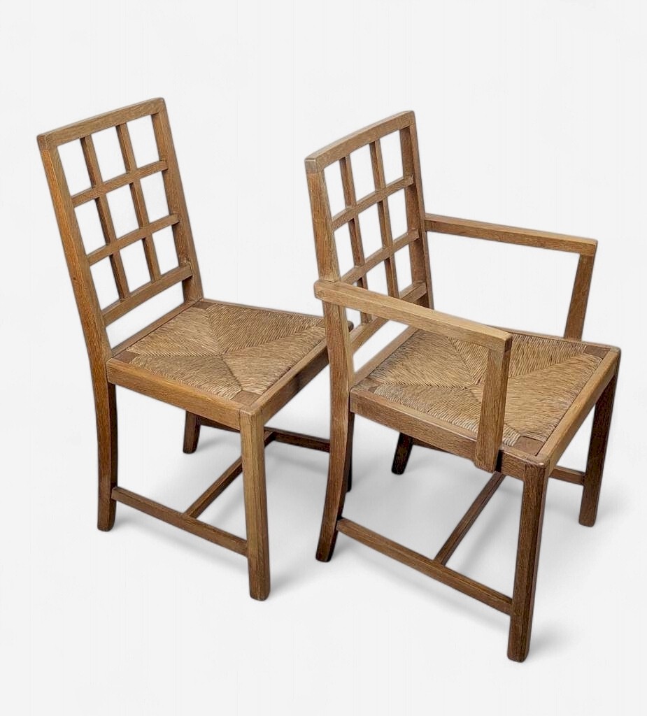 Set of 6 ( 4+2 ) Heals lattice back chairs pale oak