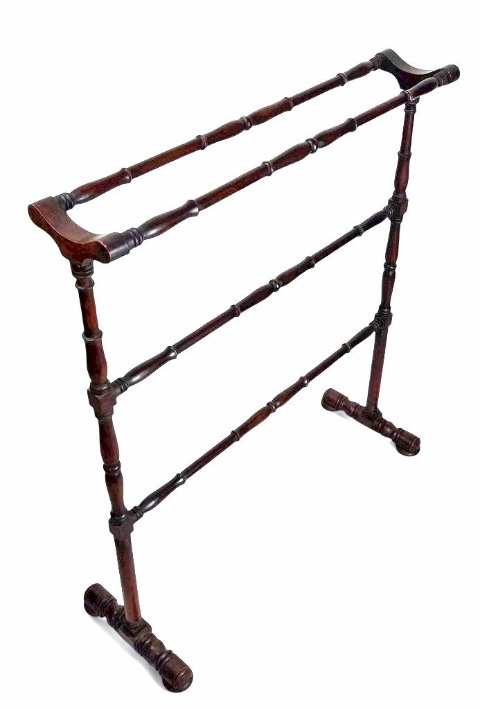 Late Victorian 19th Century towel rail in mahogany