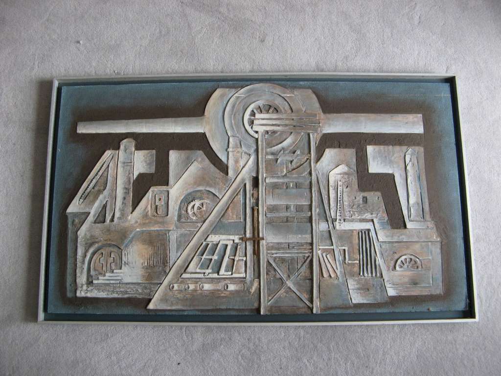 1970's abstract plaster relief picture . Relief No 17 by Betty D Shadwell 1977