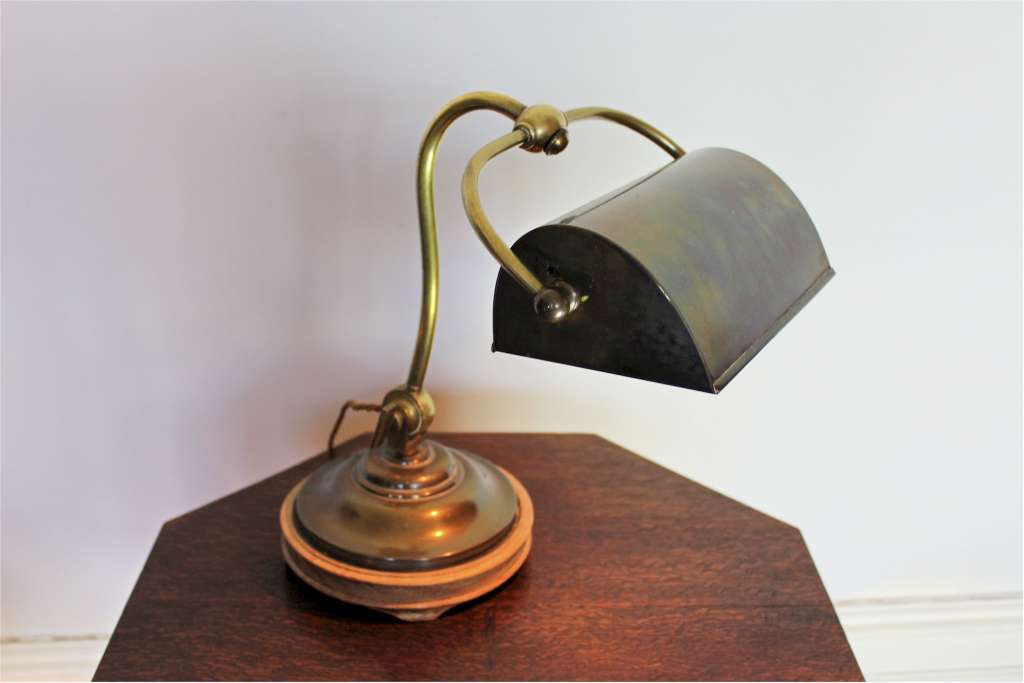 Edwardian brass bankers lamp by Siemans