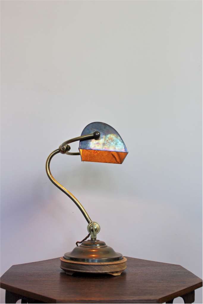 Edwardian brass bankers lamp by Siemans