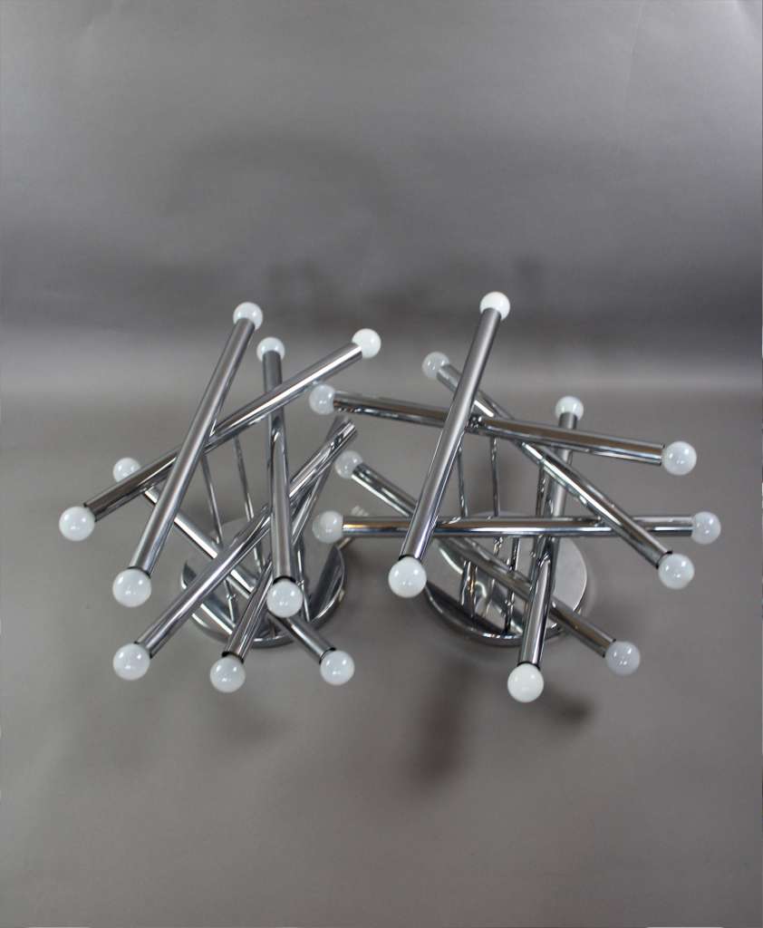  Italian 1970's designer ceiling lights in chrome by Gaetano Sciolari