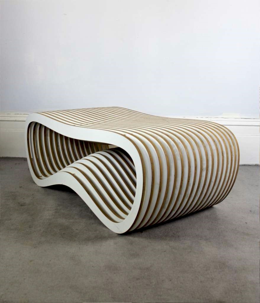 Interesting laminate plywood table / bench warehouse Art Furniture