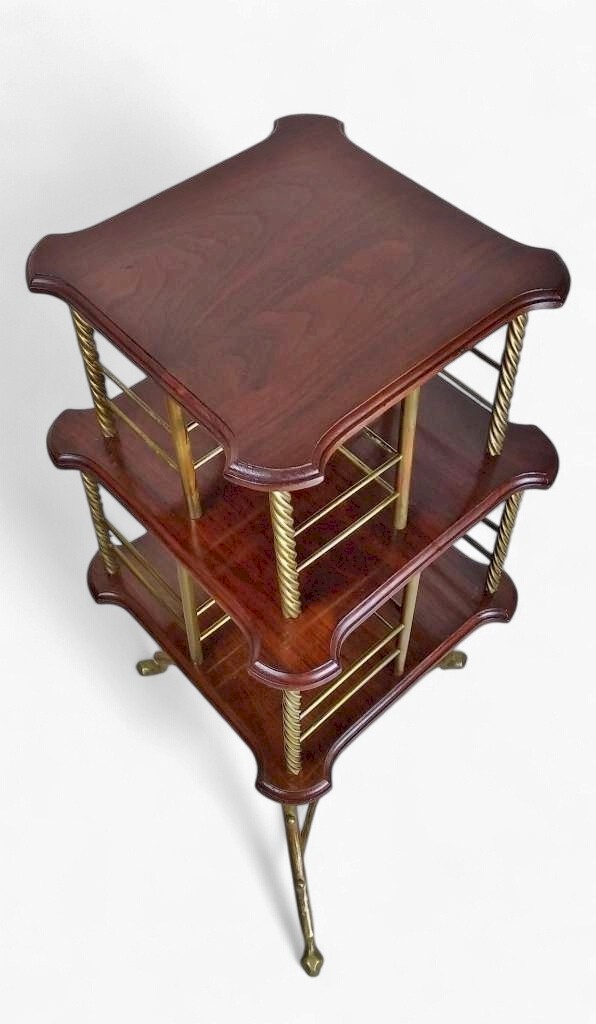 Victorian revolving bookcase in brass and mahogany