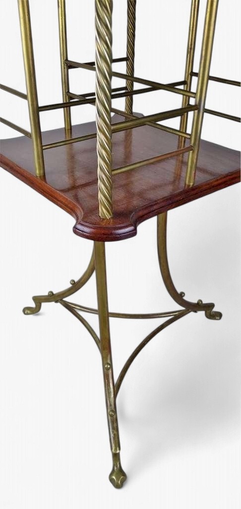 Victorian revolving bookcase in brass and mahogany