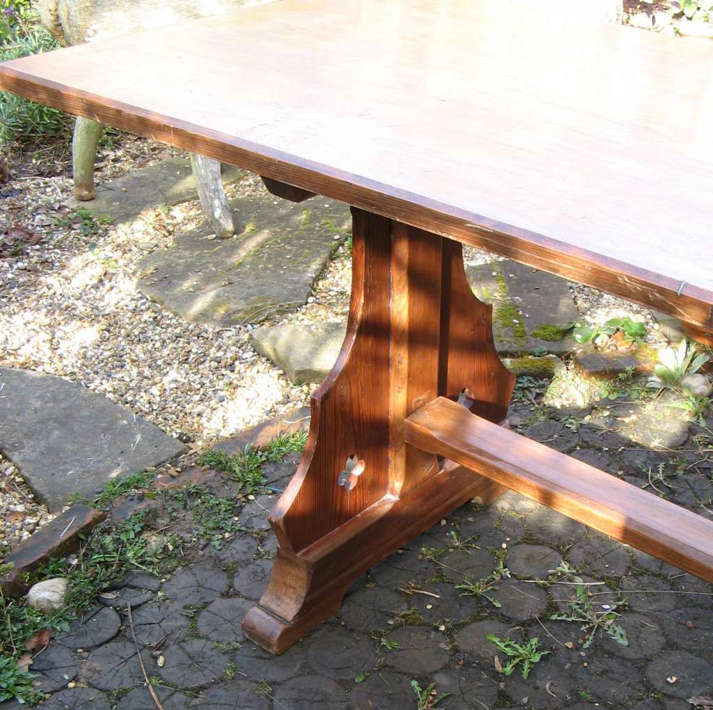 Gothic Revival pitch pine refectory dining table Art Furniture