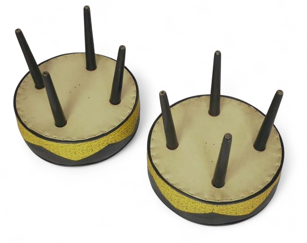  Pair of Mid Century leather stools