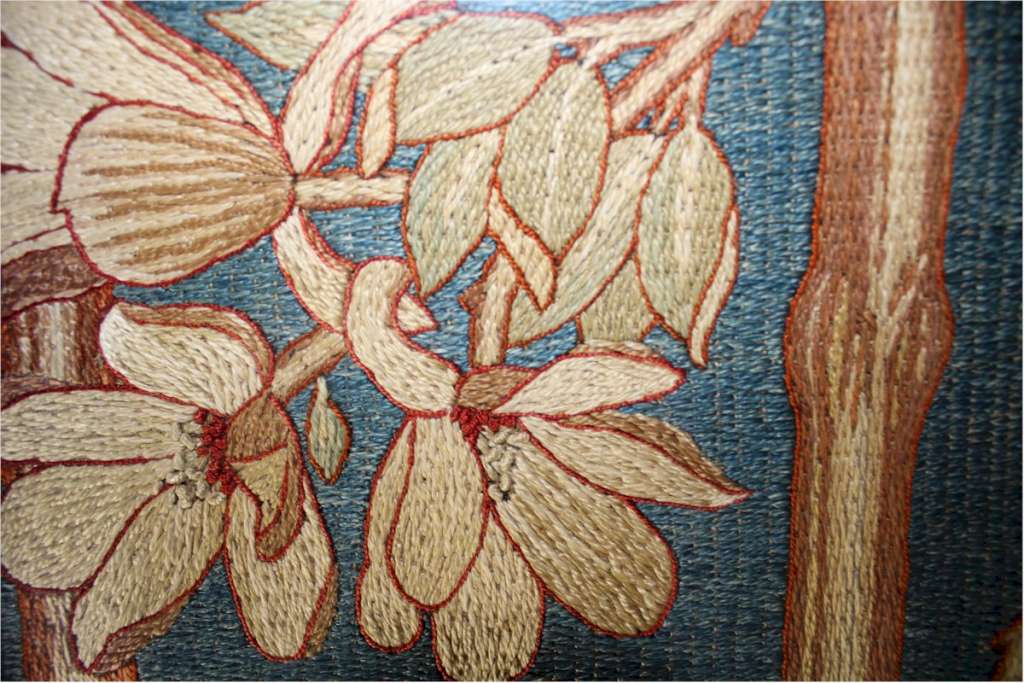 Arts and Crafts 3 fold screen embroidered panels