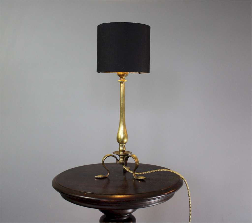 Edwardian brass table lamp in the arts and crafts taste