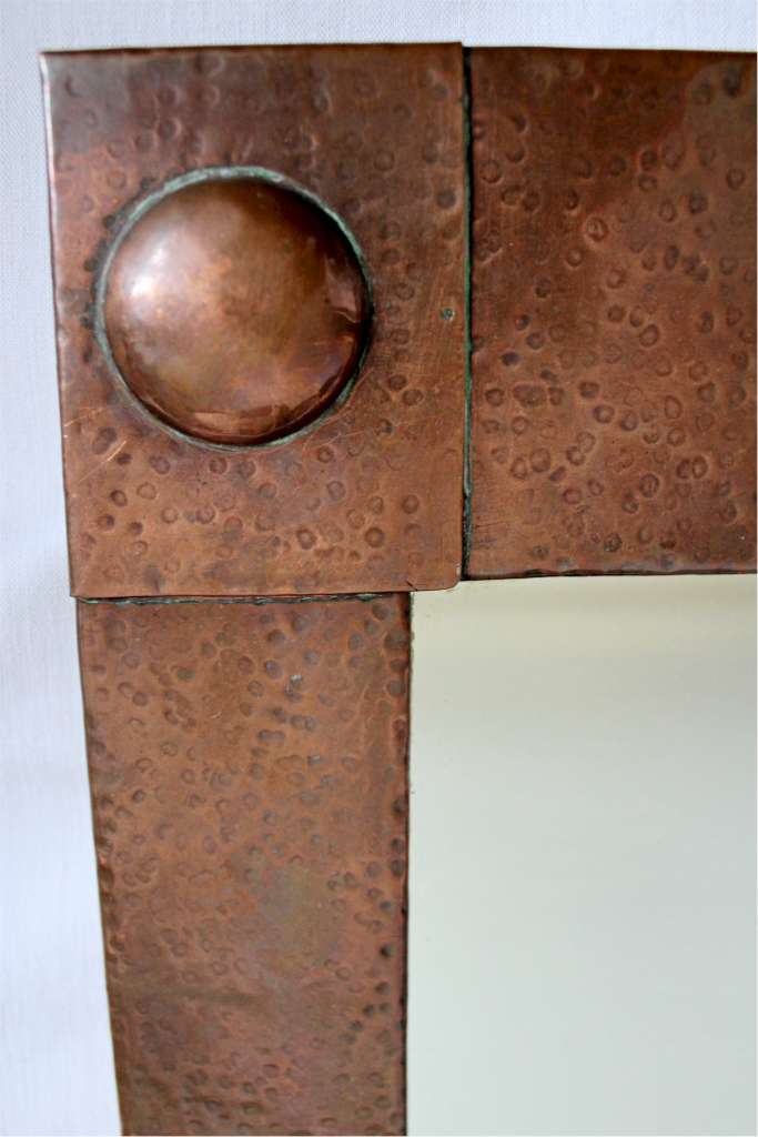 Arts and Crafts copper framed mirror