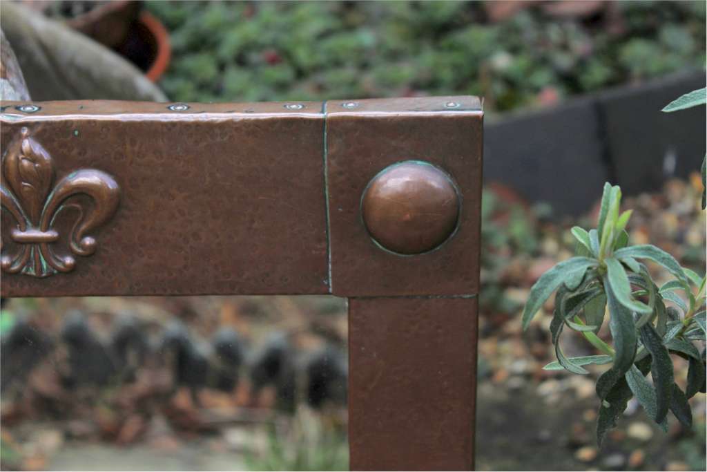 Arts and Crafts copper framed mirror