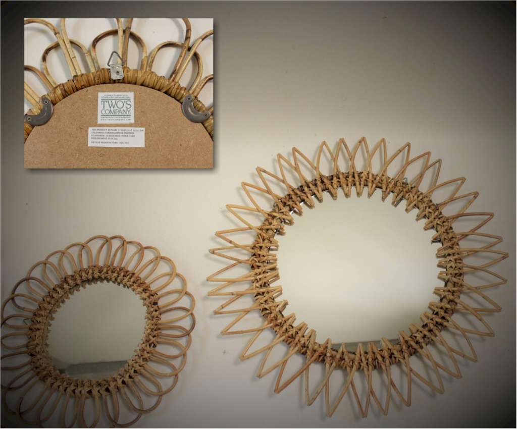 Wicker wall mirrors
