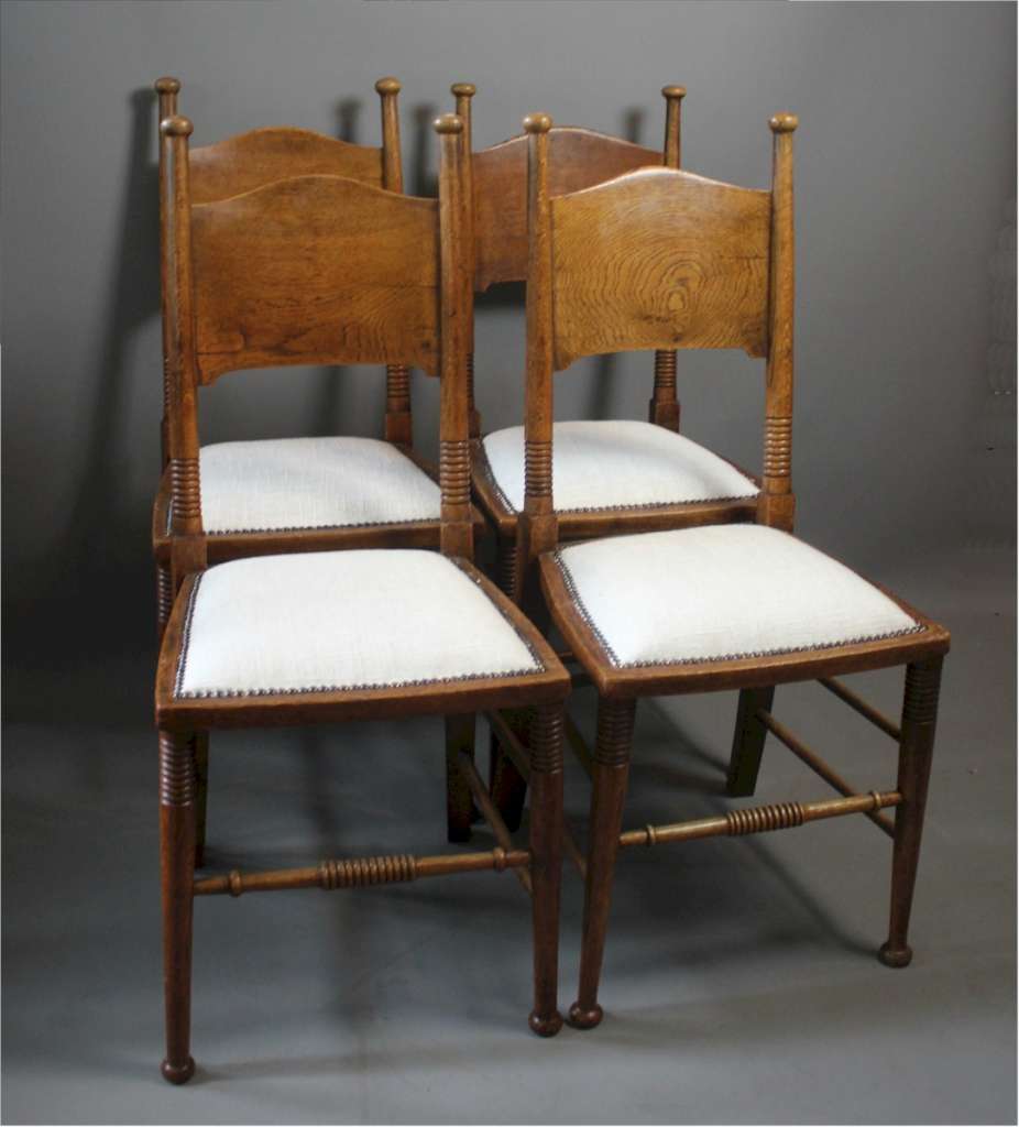 William Birch set of 4 arts and crafts dining chairs in oak