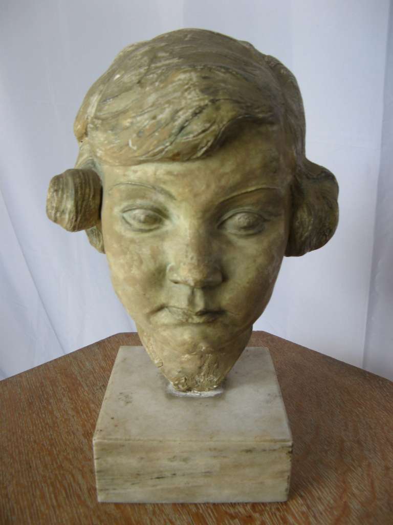 Plaster bust of a young girl by Mario Bernasconi 1899-1963