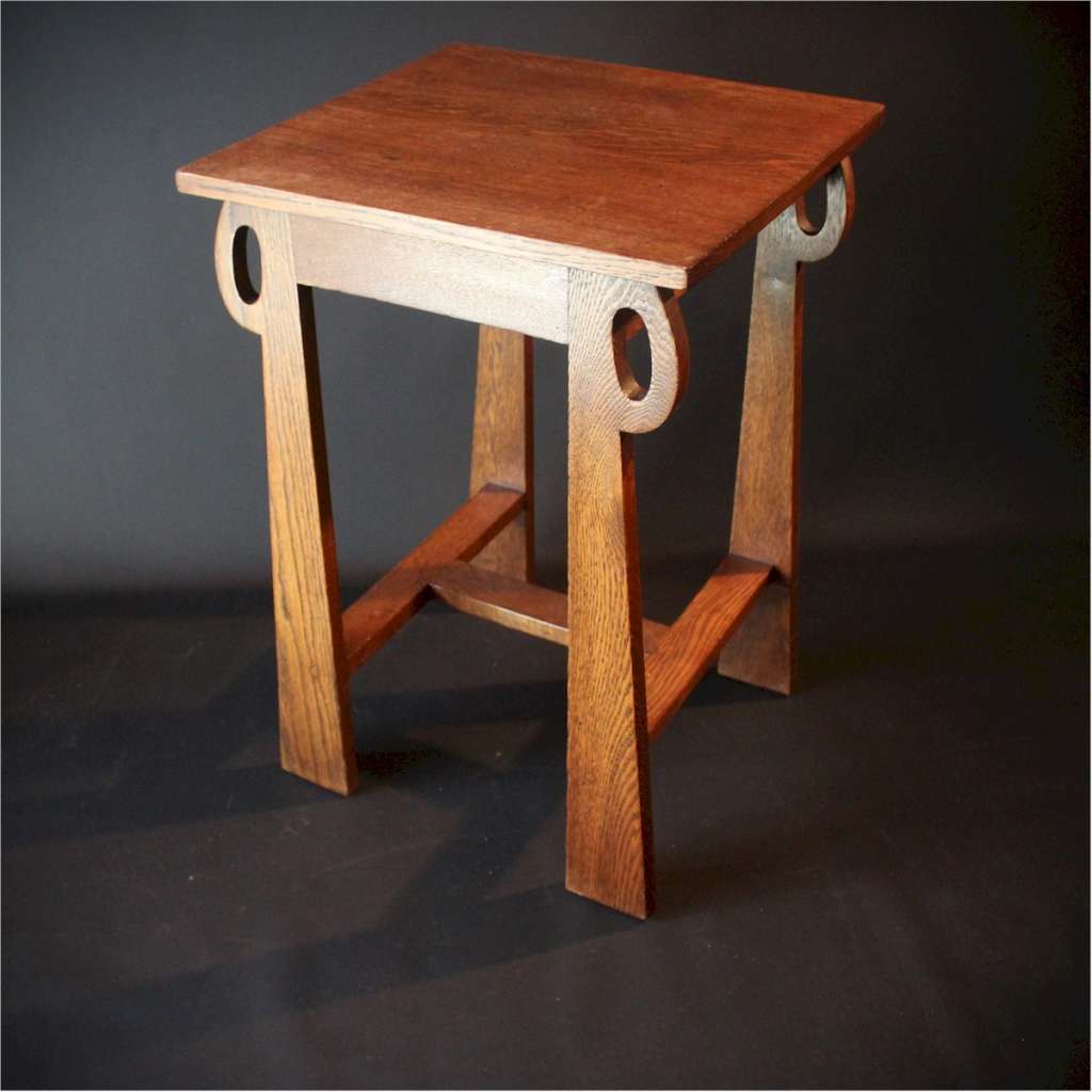 Arts and Crafts square oak occasional table