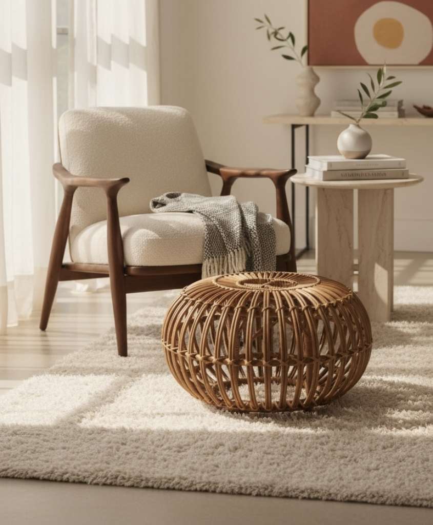  Lobster stool in wicker by Franco Albini