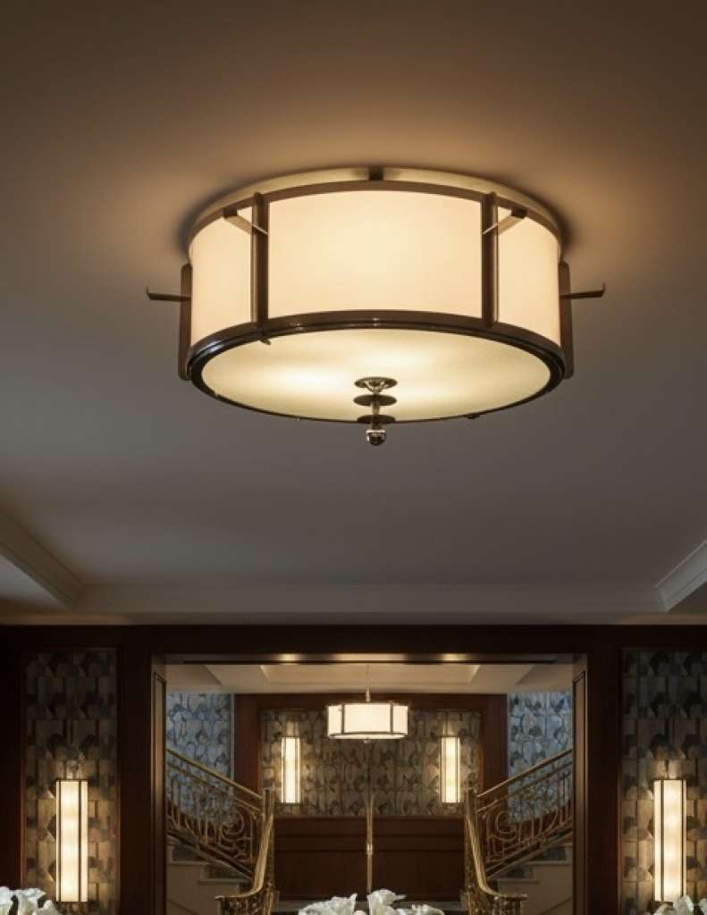  Large Art Deco chrome ceiling light