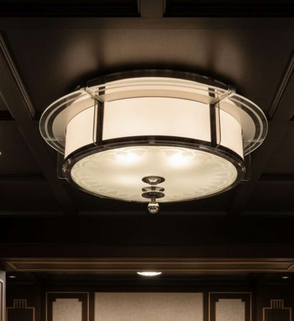 Art Deco glass and chrome ceiling light