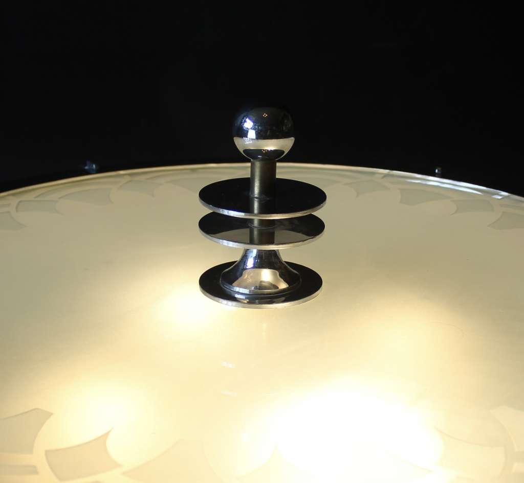 Art Deco glass and chrome ceiling light