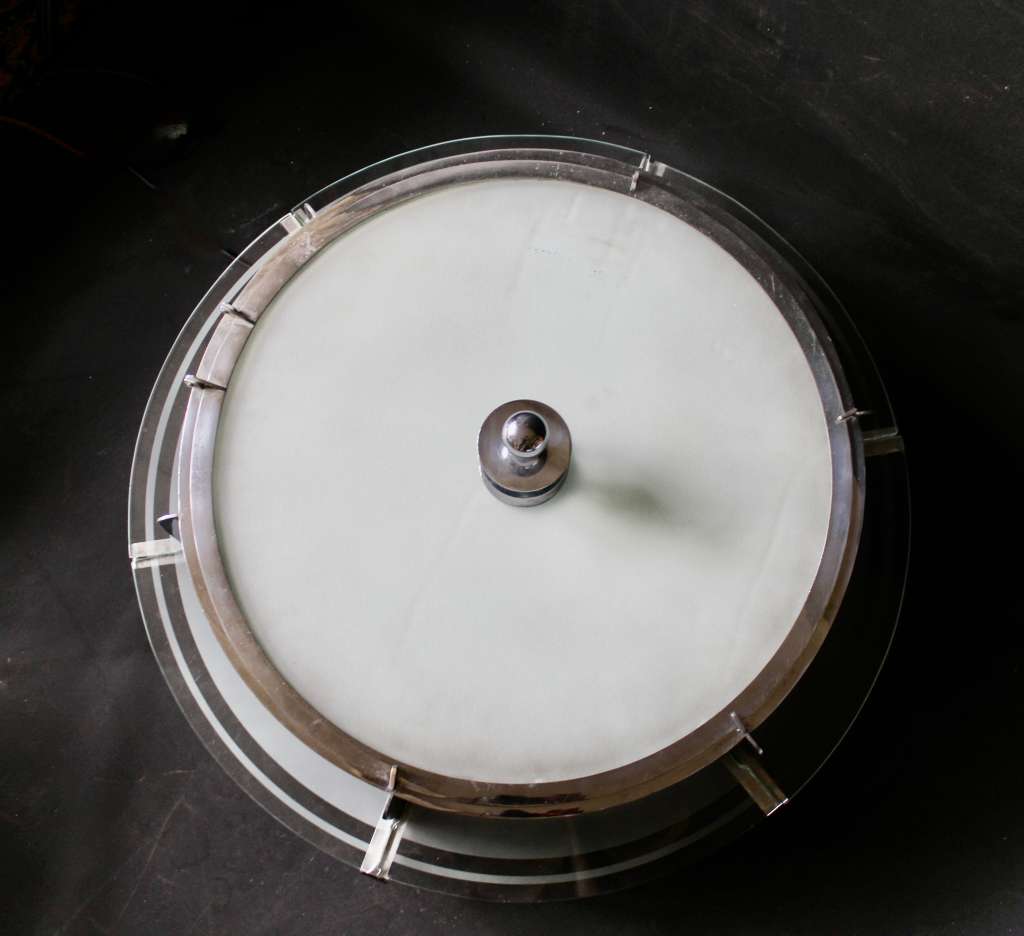 Art Deco ceiling light in chrome and glass